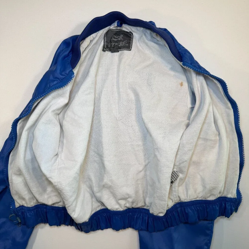 LE TIGRE Bomber Windbreaker Blue Nylon Jacket Boys 6 Vintage